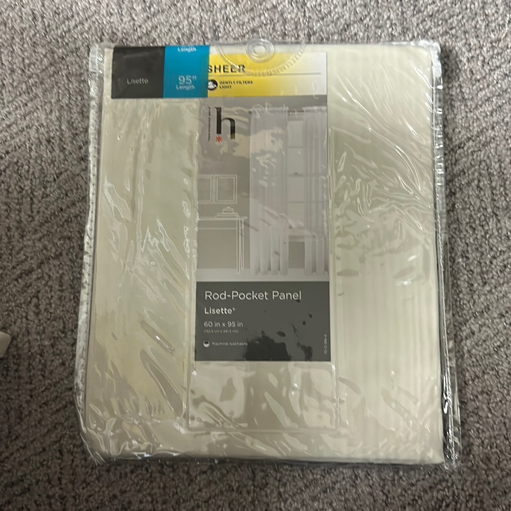 Sheer rod pocket curtains 60x95 in Ivory